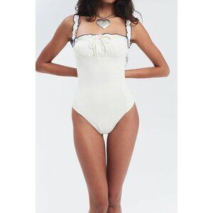 Frankies Bikinis Fawn Ruffle One Piece Swimsuit Honeymoon Phase Womens Size XL